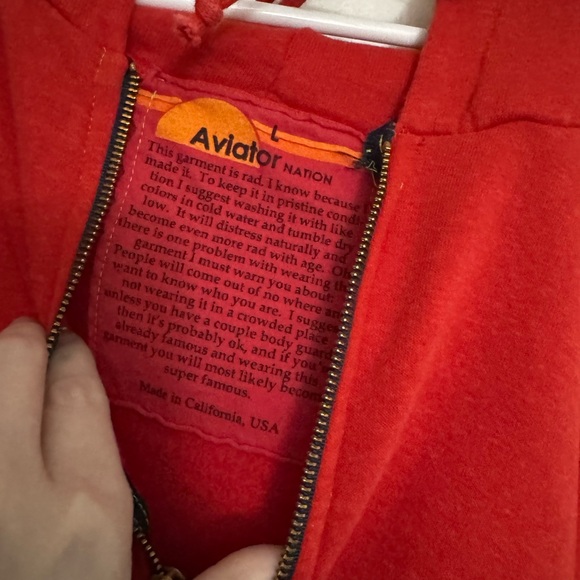 Aviator Nation bright red bolt hoodie full zip jacket large oversized ⚡️ - Picture 8 of 13